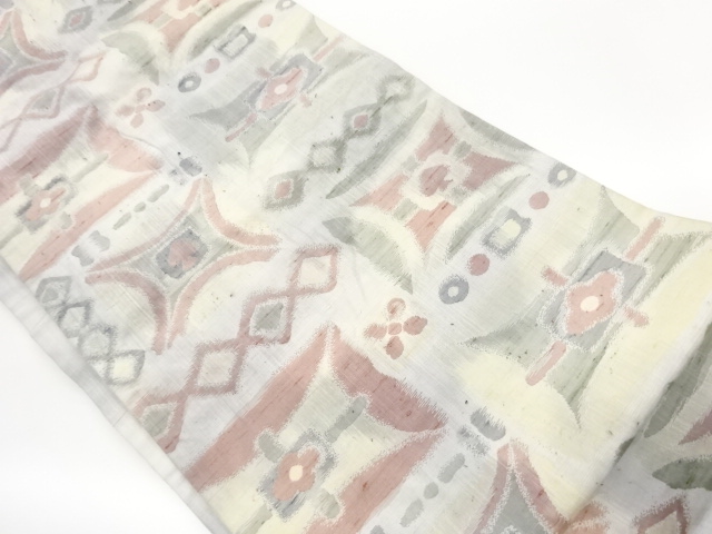 JAPANESE KIMONO / TSUMUGI GEOMETRIC PATTERN WOVEN COLORED PAPER NAGOYA